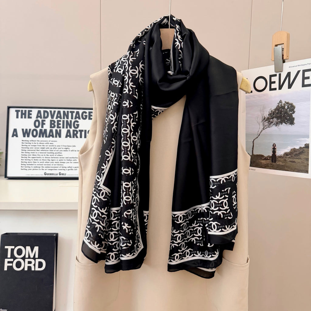 Fashionable CC Pattern Silk Scarf