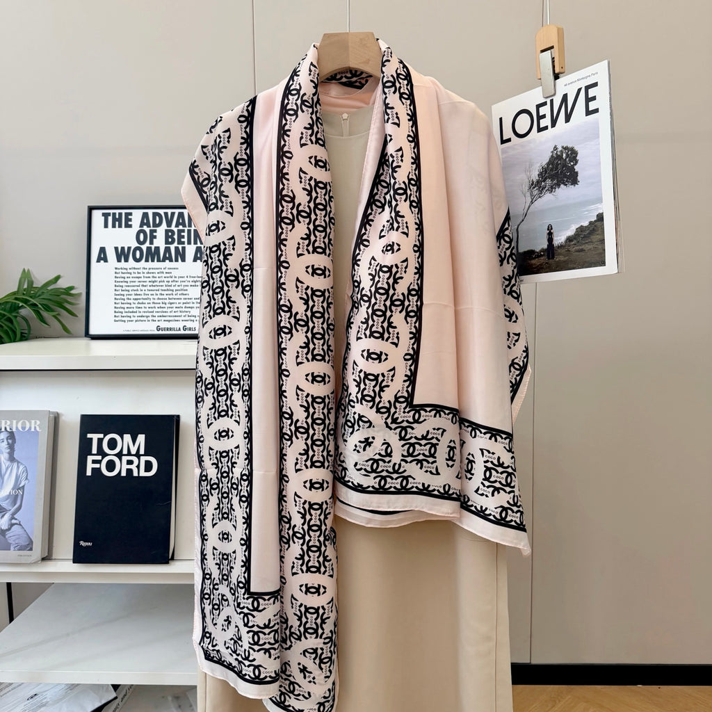 Fashionable CC Pattern Silk Scarf