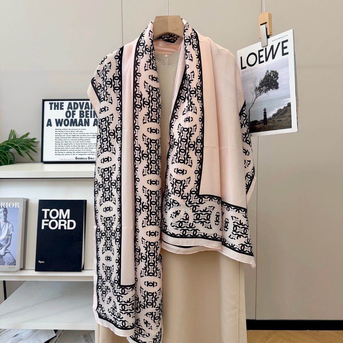 Fashionable CC Pattern Silk Scarf