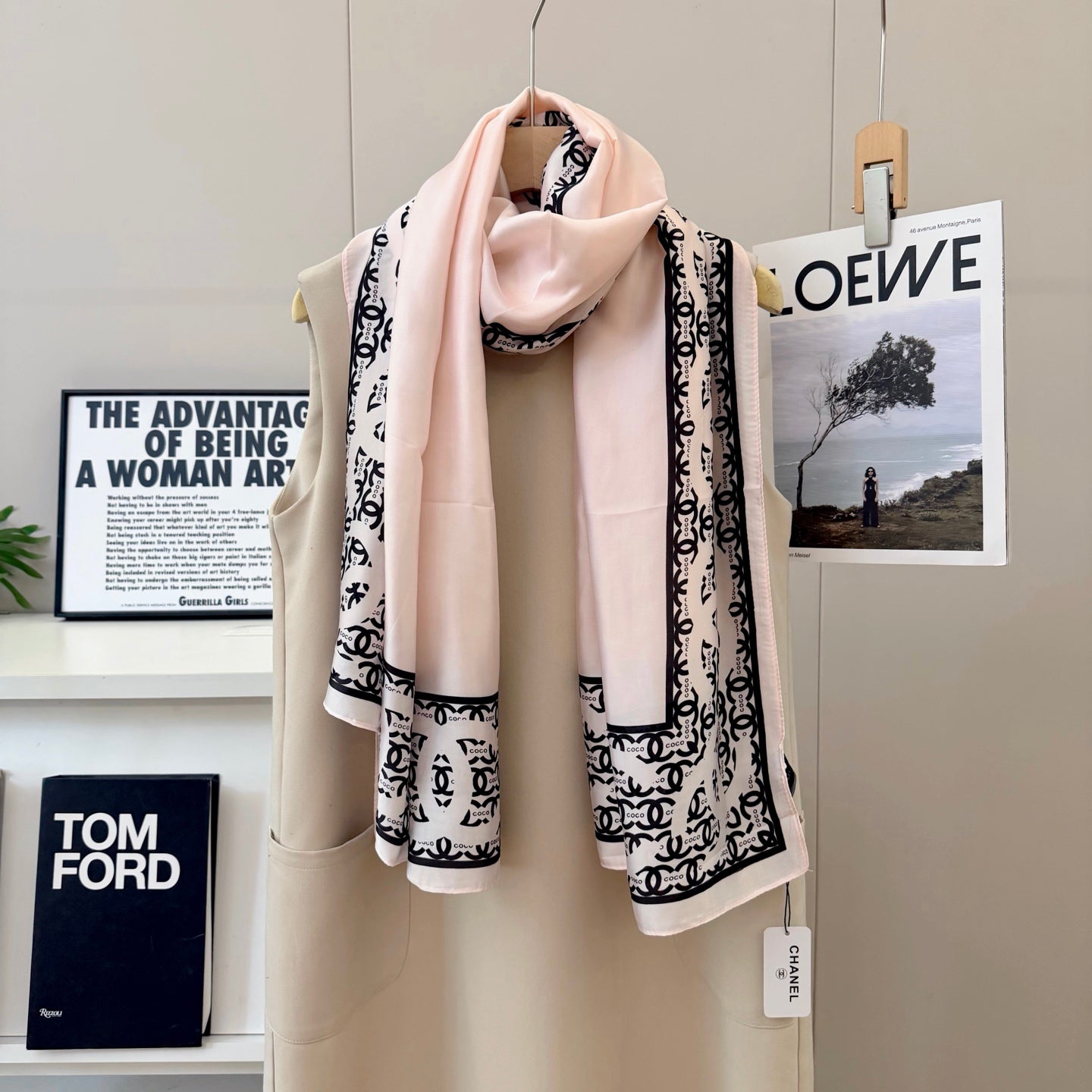 Fashionable CC Pattern Silk Scarf