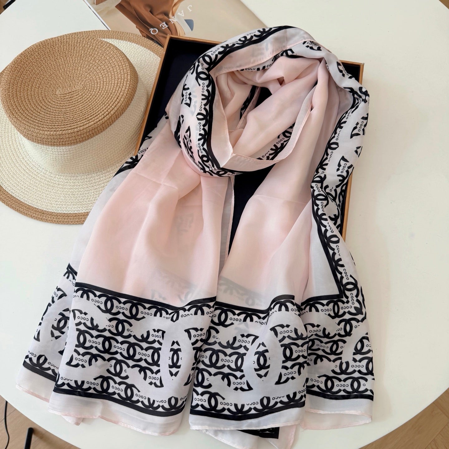 Fashionable CC Pattern Silk Scarf