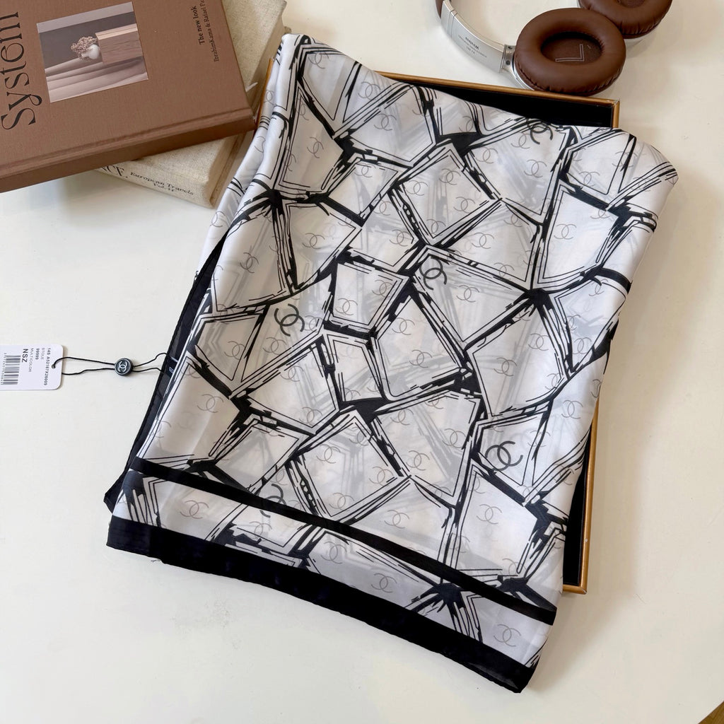 Fashionable CC Pattern Silk Scarf