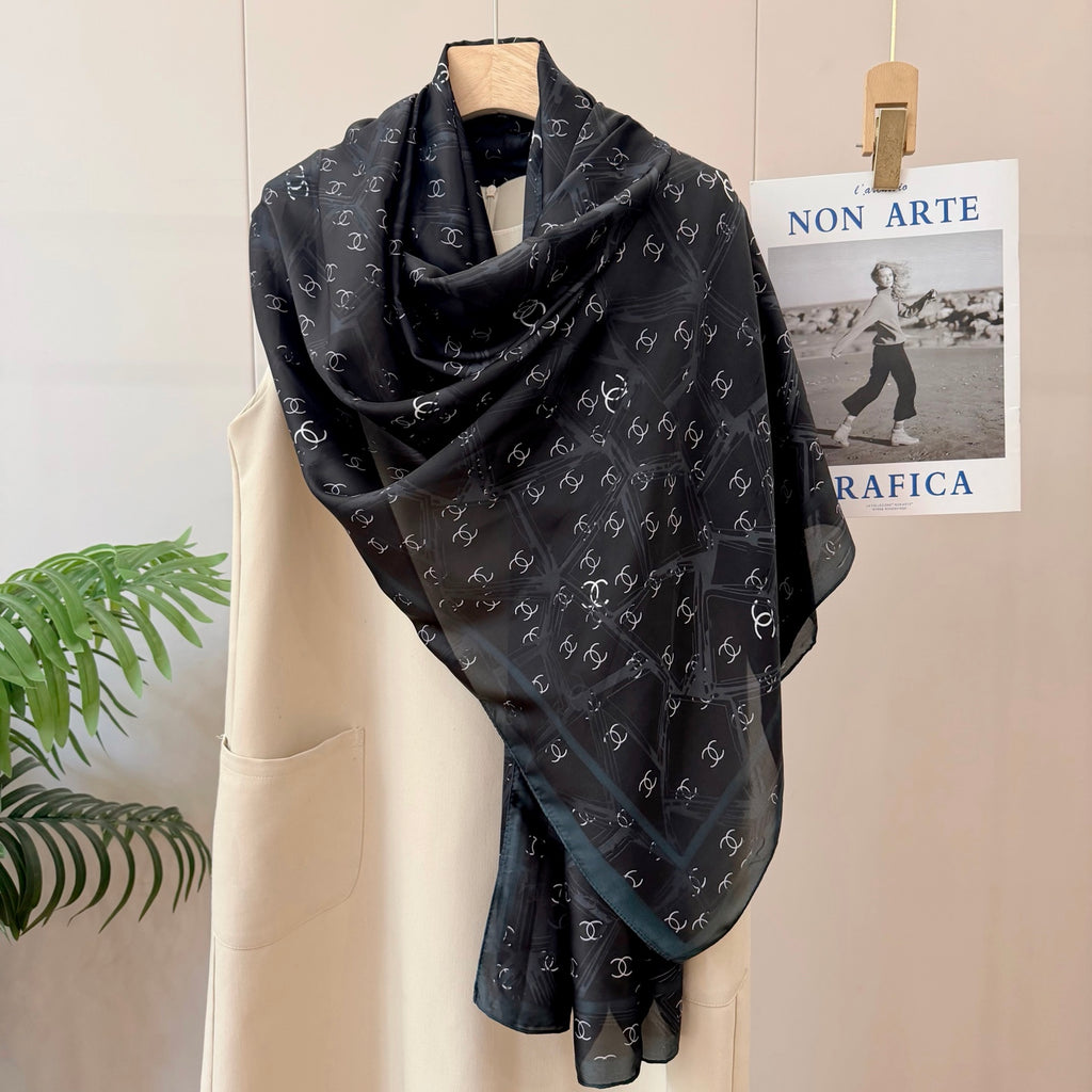 Fashionable CC Pattern Silk Scarf
