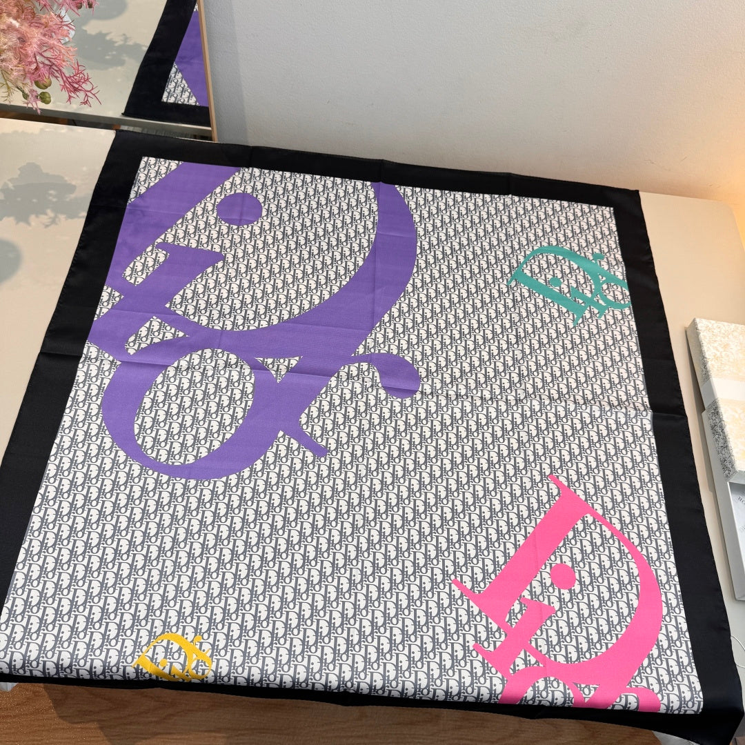 Fashionable CD Pattern Silk Scarf