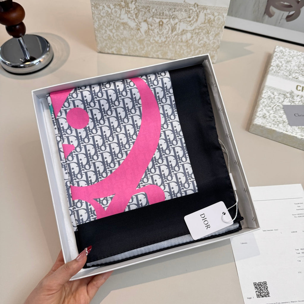Fashionable CD Pattern Silk Scarf