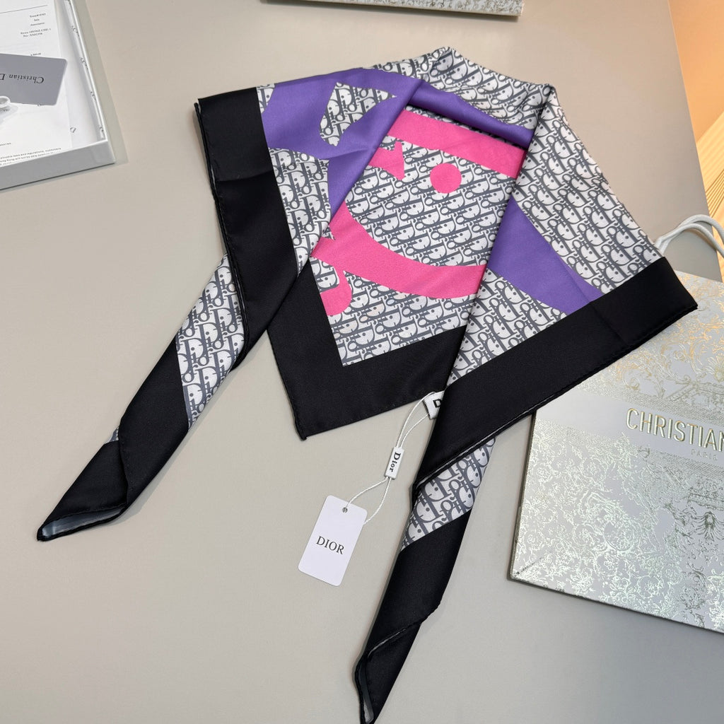Fashionable CD Pattern Silk Scarf