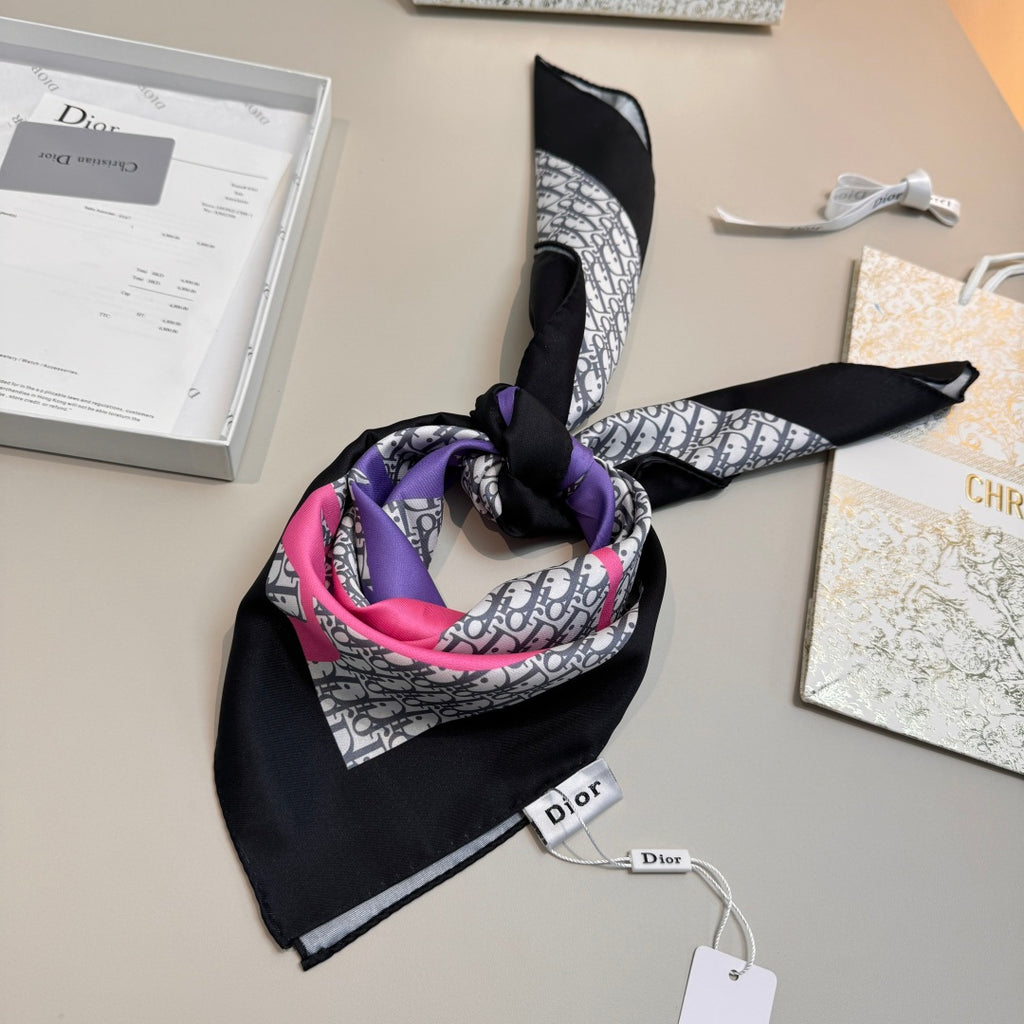 Fashionable CD Pattern Silk Scarf