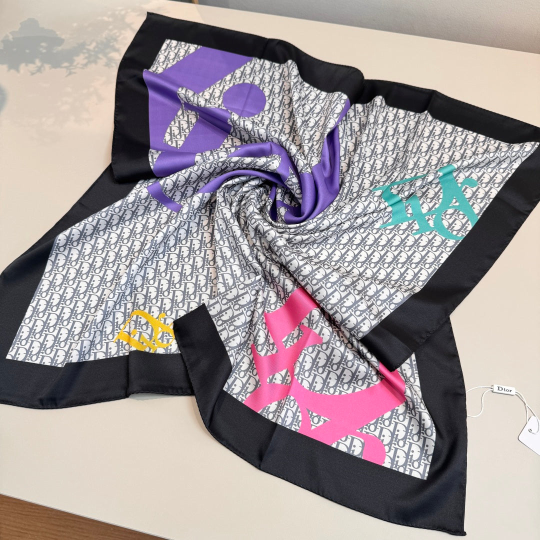 Fashionable CD Pattern Silk Scarf