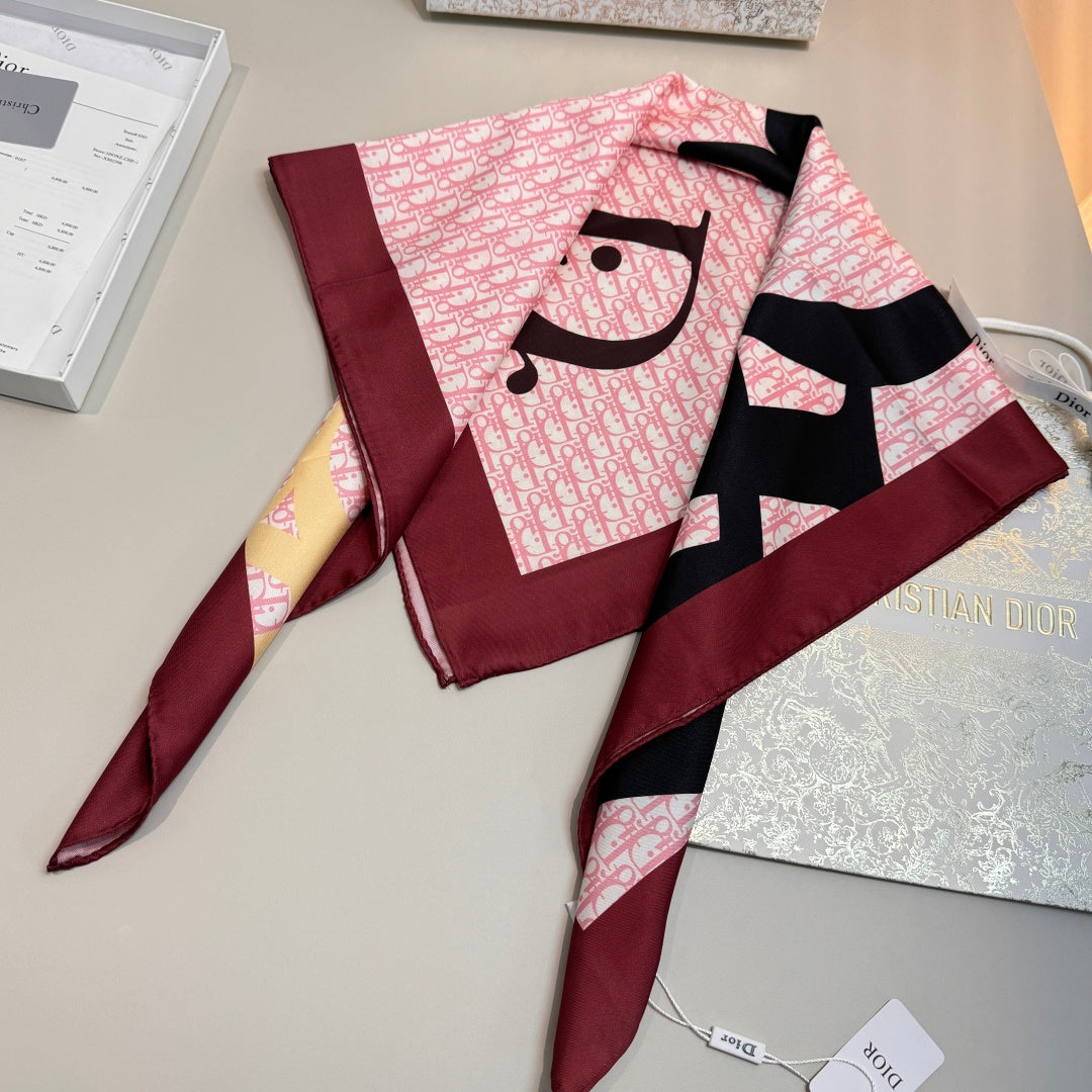 Fashionable CD Pattern Silk Scarf