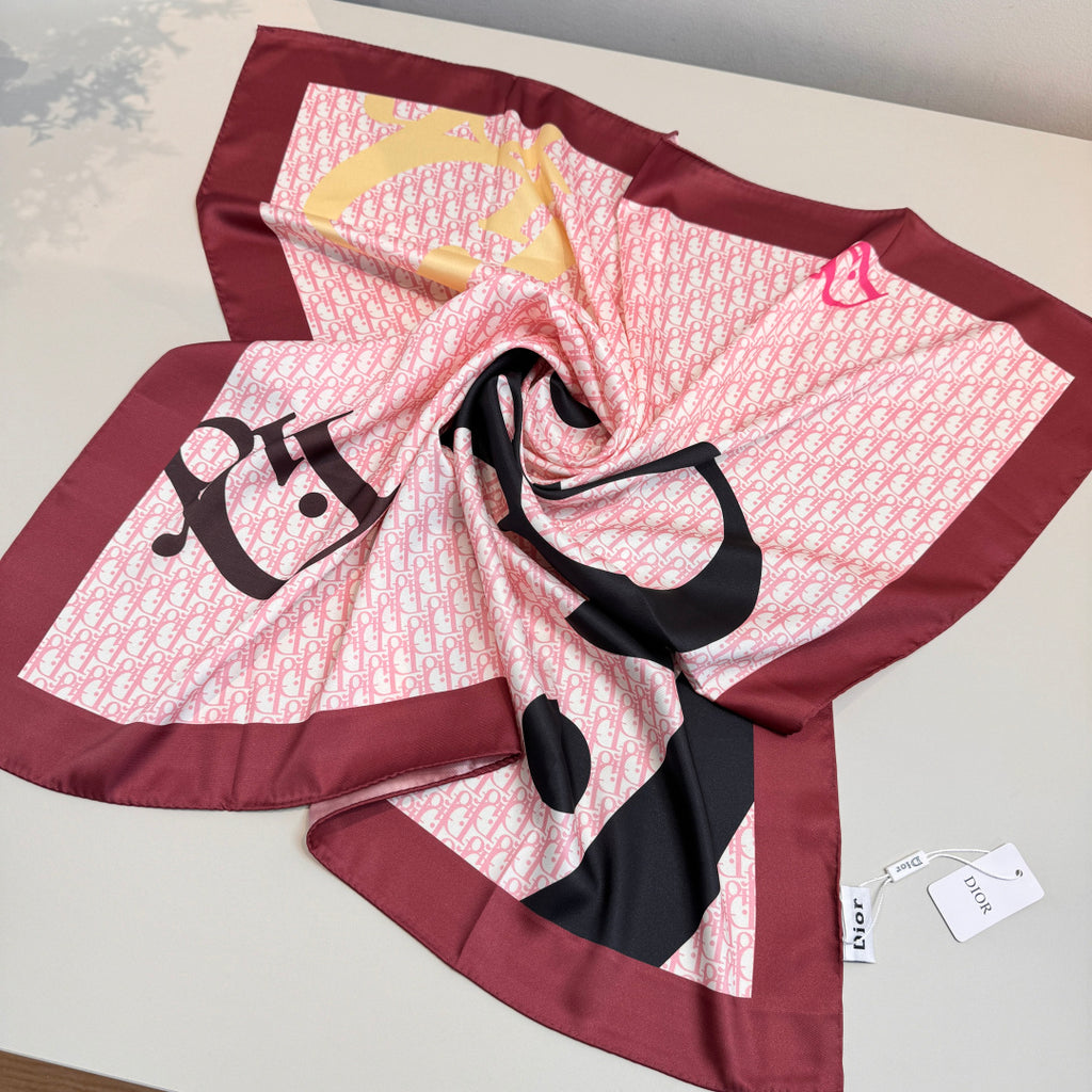 Fashionable CD Pattern Silk Scarf
