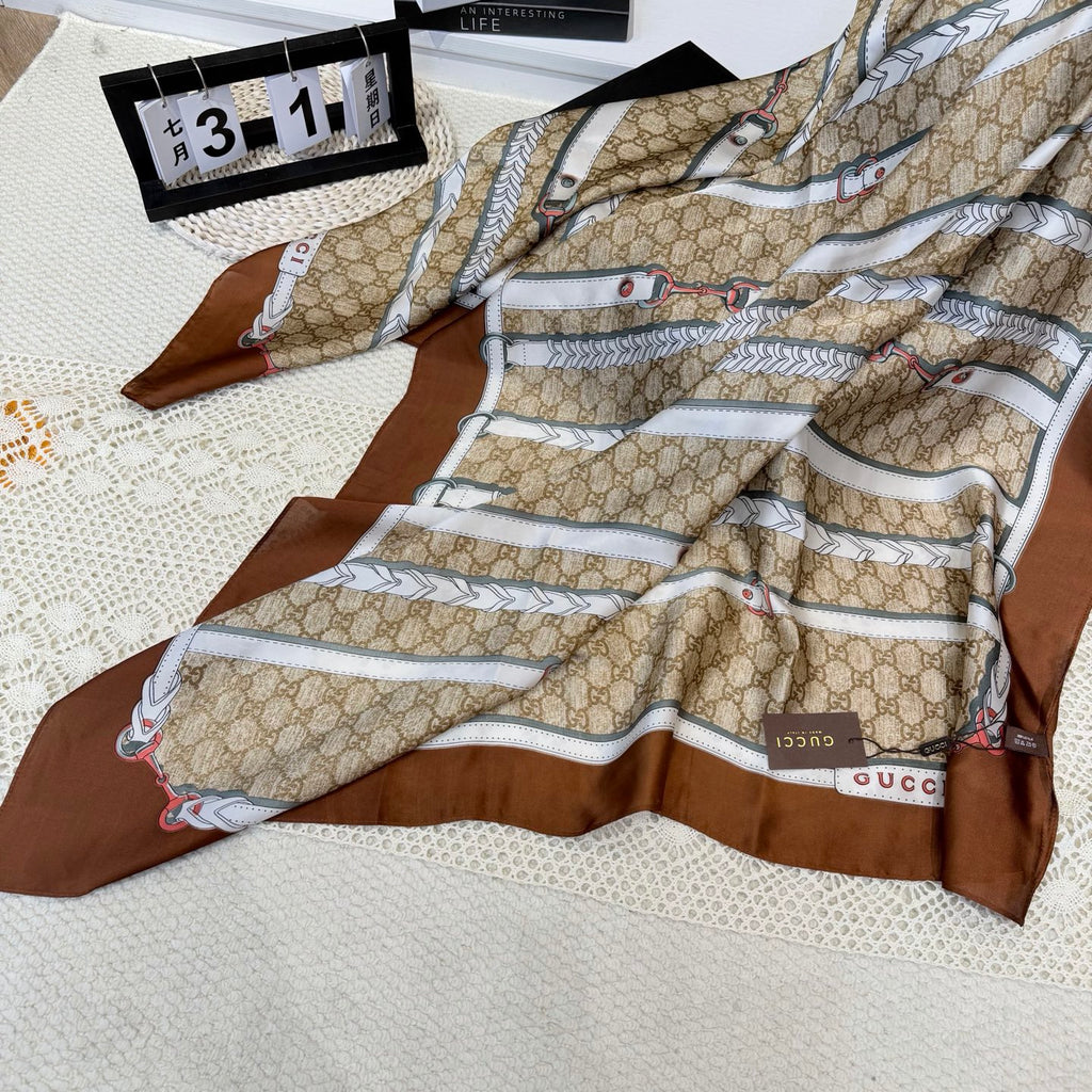 Stylish GG-Pattern Silk Square Scarf