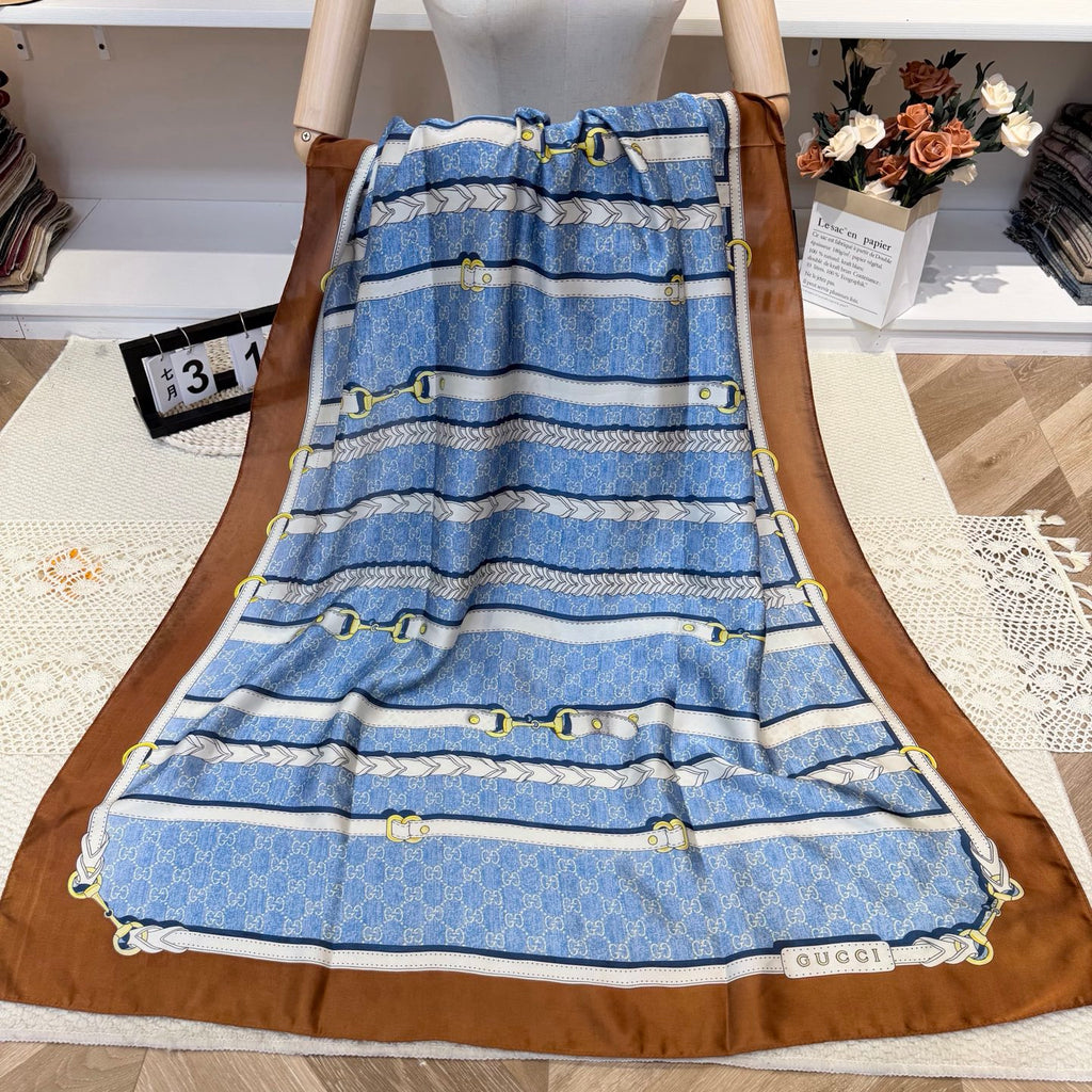 Stylish GG-Pattern Silk Square Scarf