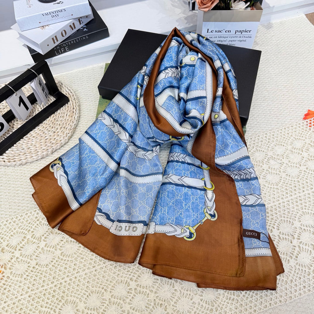 Stylish GG-Pattern Silk Square Scarf