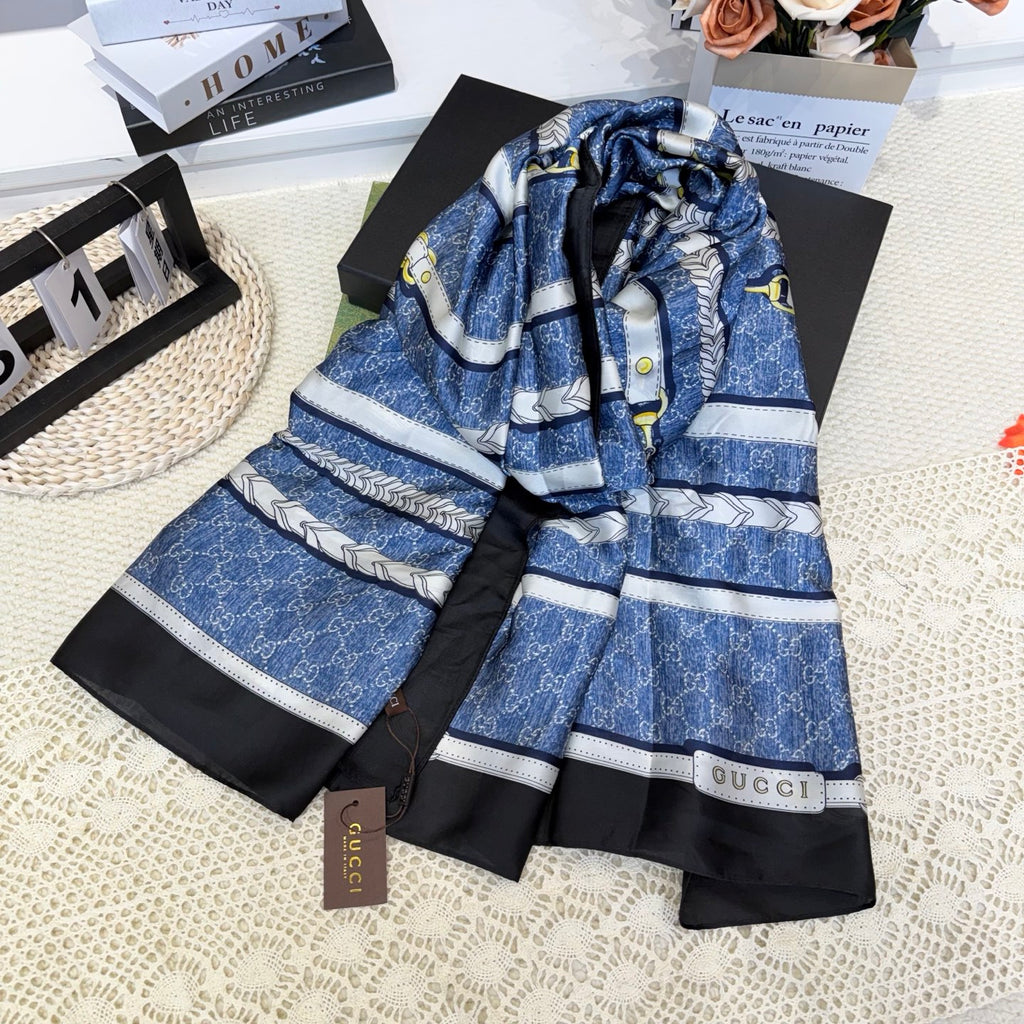 Stylish GG-Pattern Silk Square Scarf