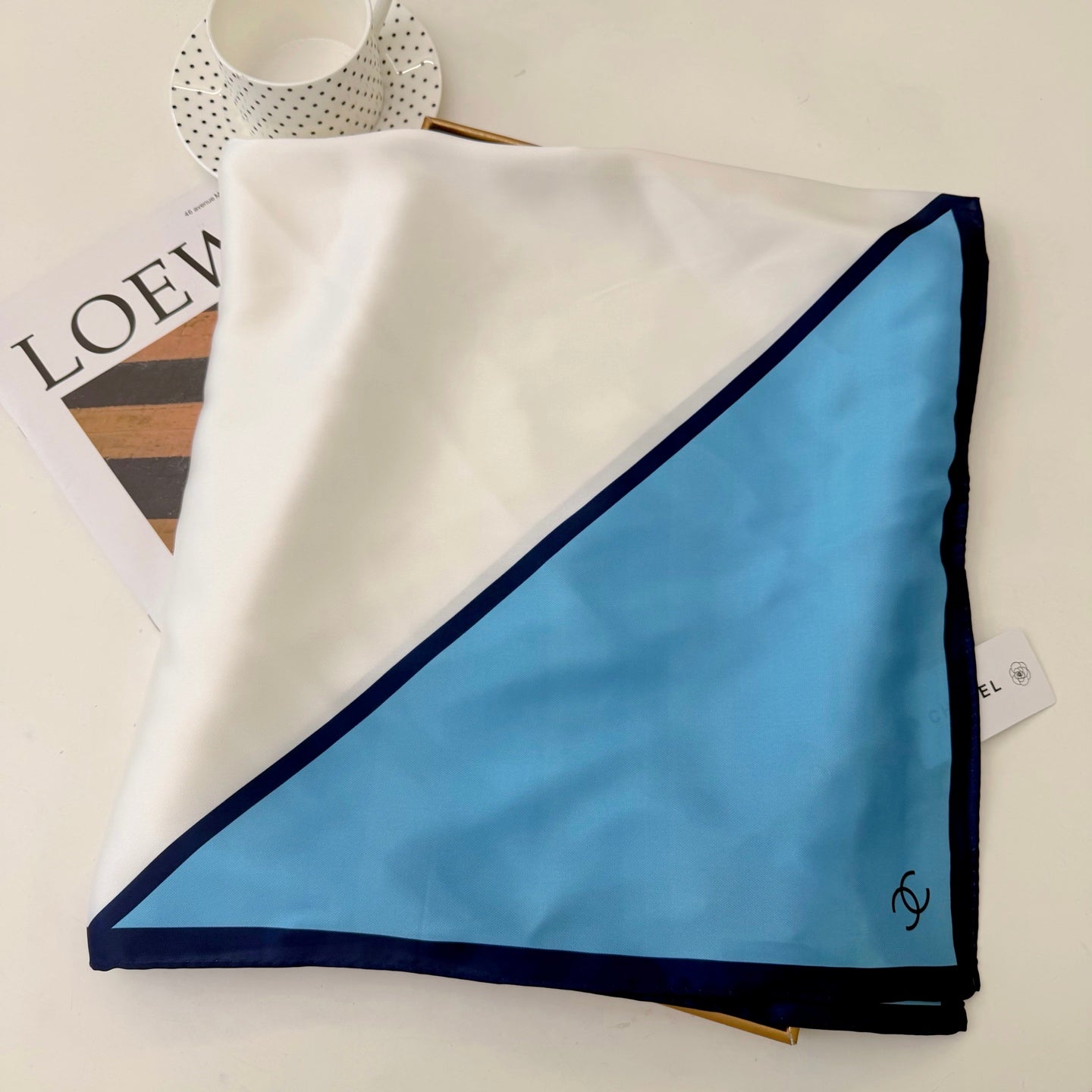 Stylish CC-Pattern Silk Square Scarf