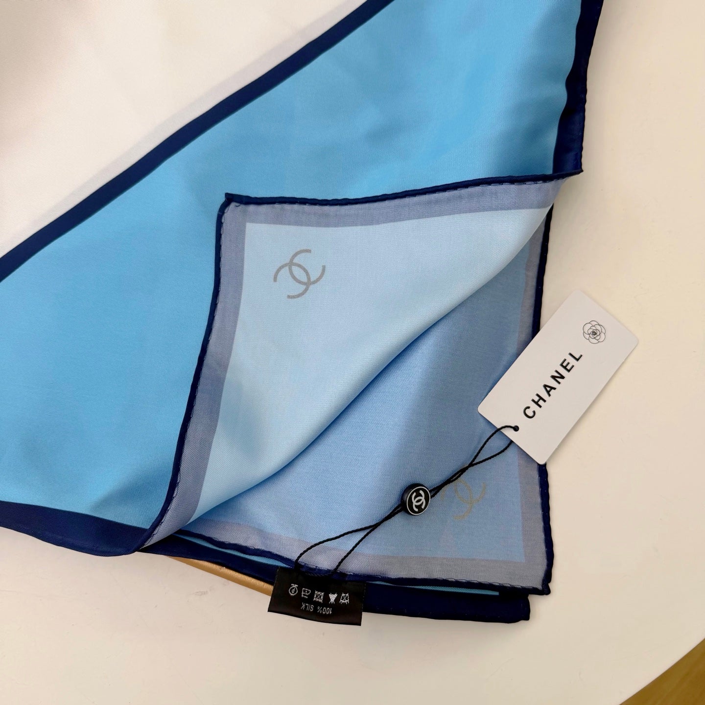 Stylish CC-Pattern Silk Square Scarf