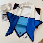 Stylish CC-Pattern Silk Square Scarf