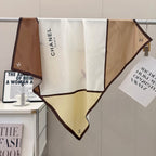 Stylish CC-Pattern Silk Square Scarf