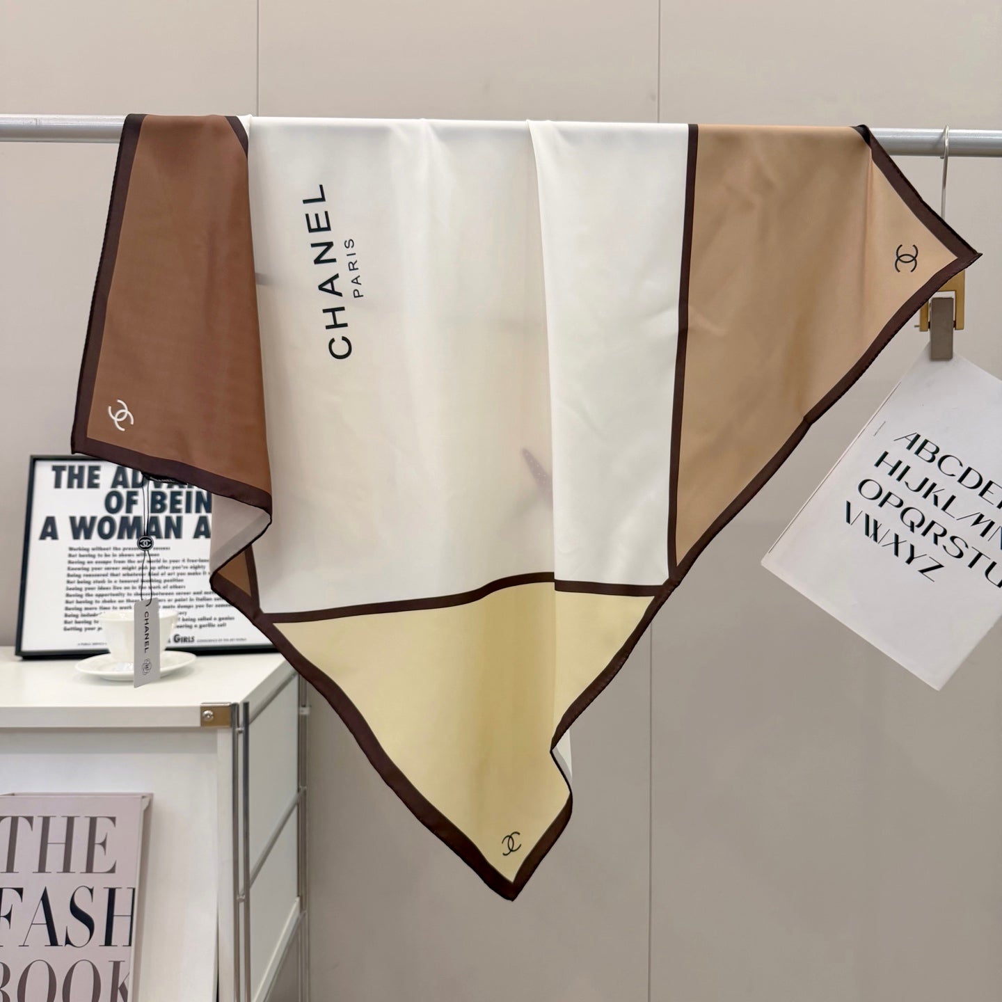 Stylish CC-Pattern Silk Square Scarf