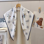 Stylish CC-Pattern Silk Square Scarf