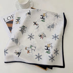 Stylish CC-Pattern Silk Square Scarf