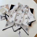 Stylish CC-Pattern Silk Square Scarf