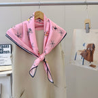 Stylish CC-Pattern Silk Square Scarf