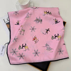 Stylish CC-Pattern Silk Square Scarf