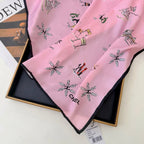 Stylish CC-Pattern Silk Square Scarf