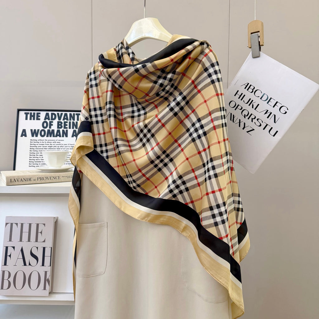 Stylish BUR-pattern Silk Square Scarf