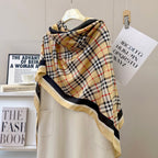 Stylish BUR-pattern Silk Square Scarf