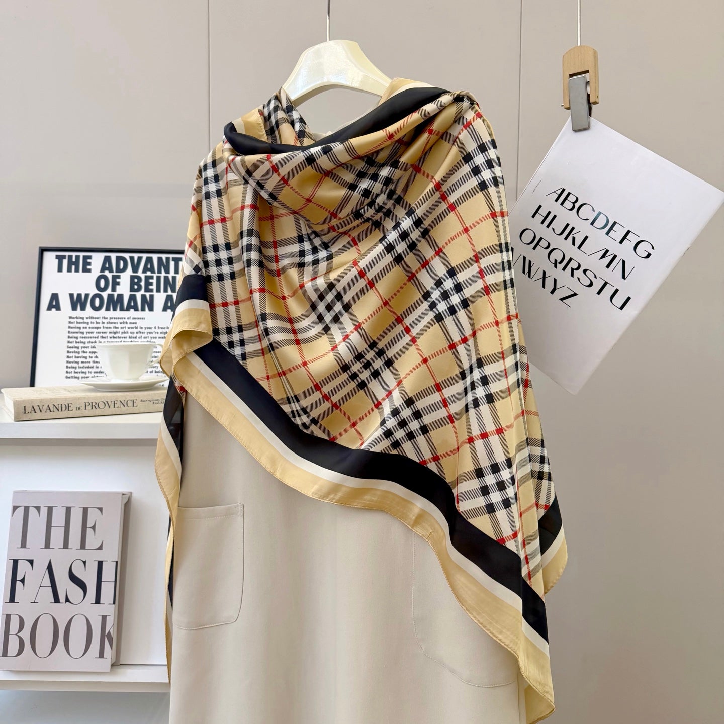 Stylish BUR-pattern Silk Square Scarf