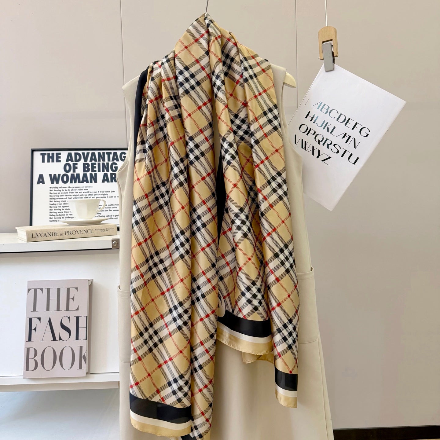 Stylish BUR-pattern Silk Square Scarf