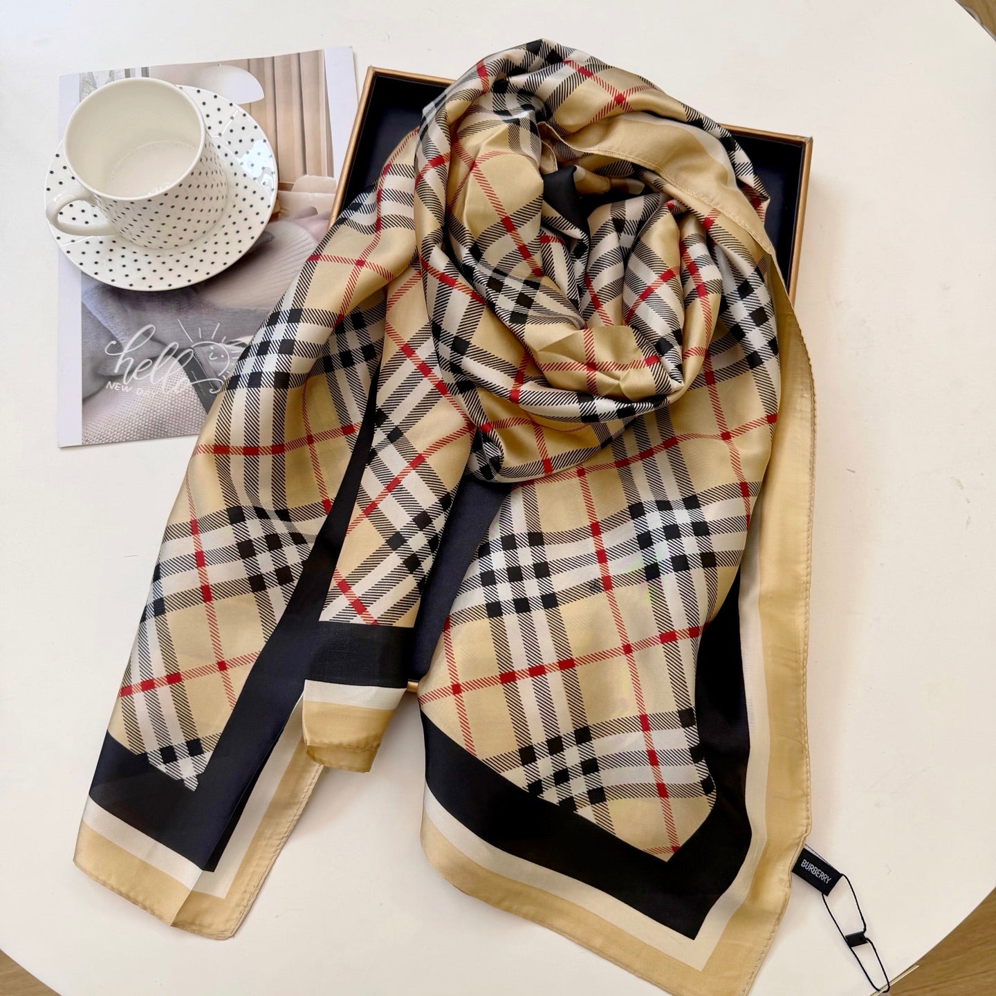 Stylish BUR-pattern Silk Square Scarf