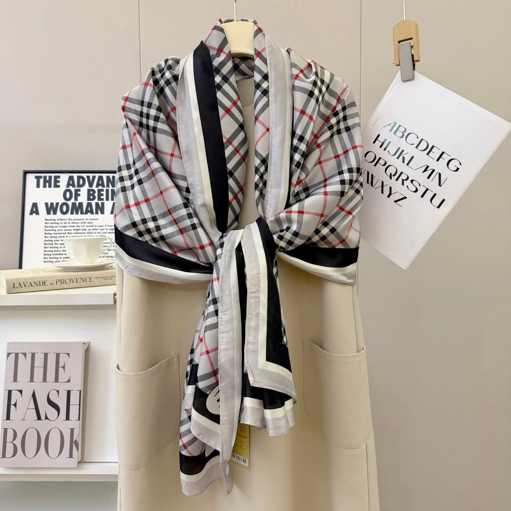 Stylish BUR-pattern Silk Square Scarf