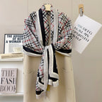 Stylish BUR-pattern Silk Square Scarf
