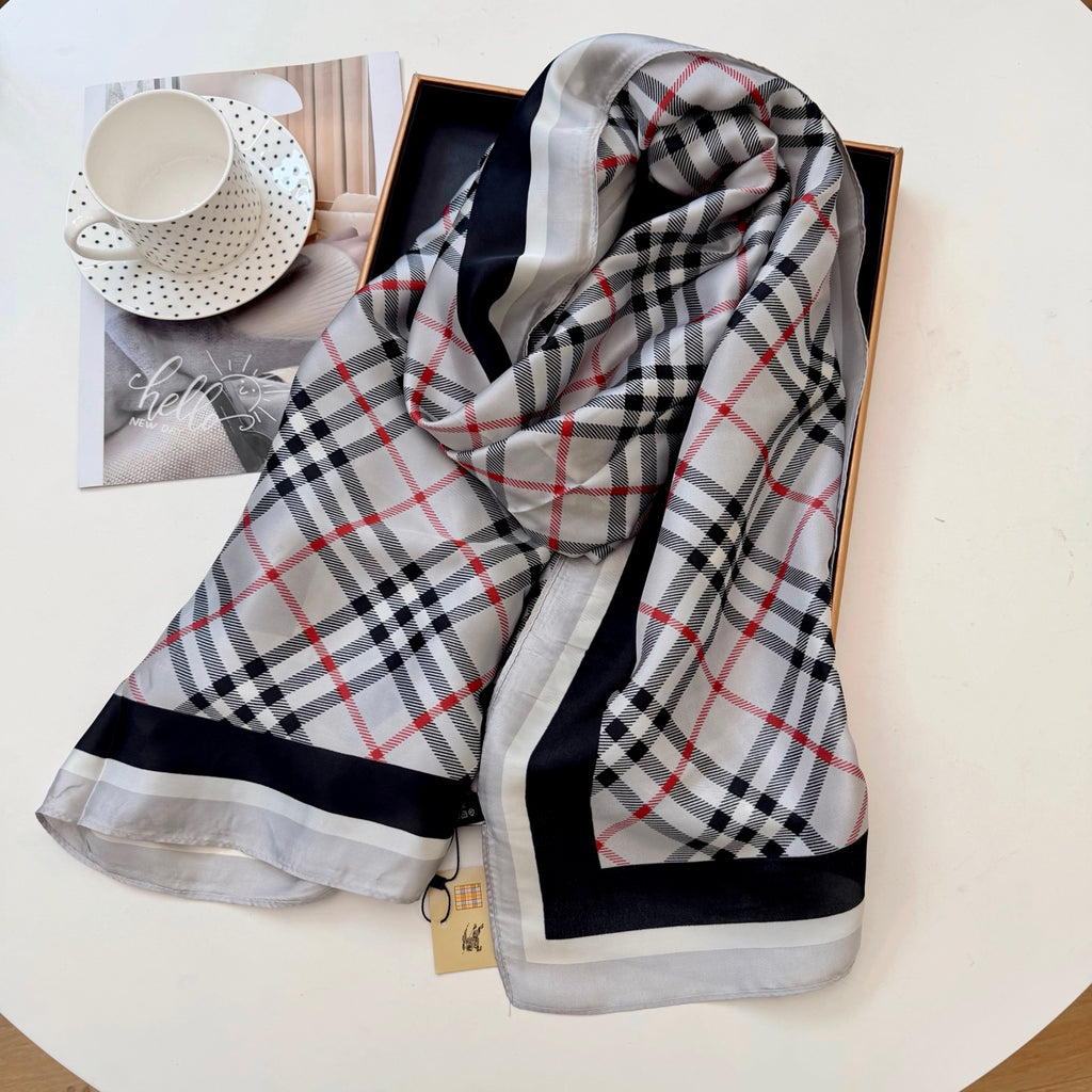 Stylish BUR-pattern Silk Square Scarf