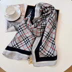Stylish BUR-pattern Silk Square Scarf