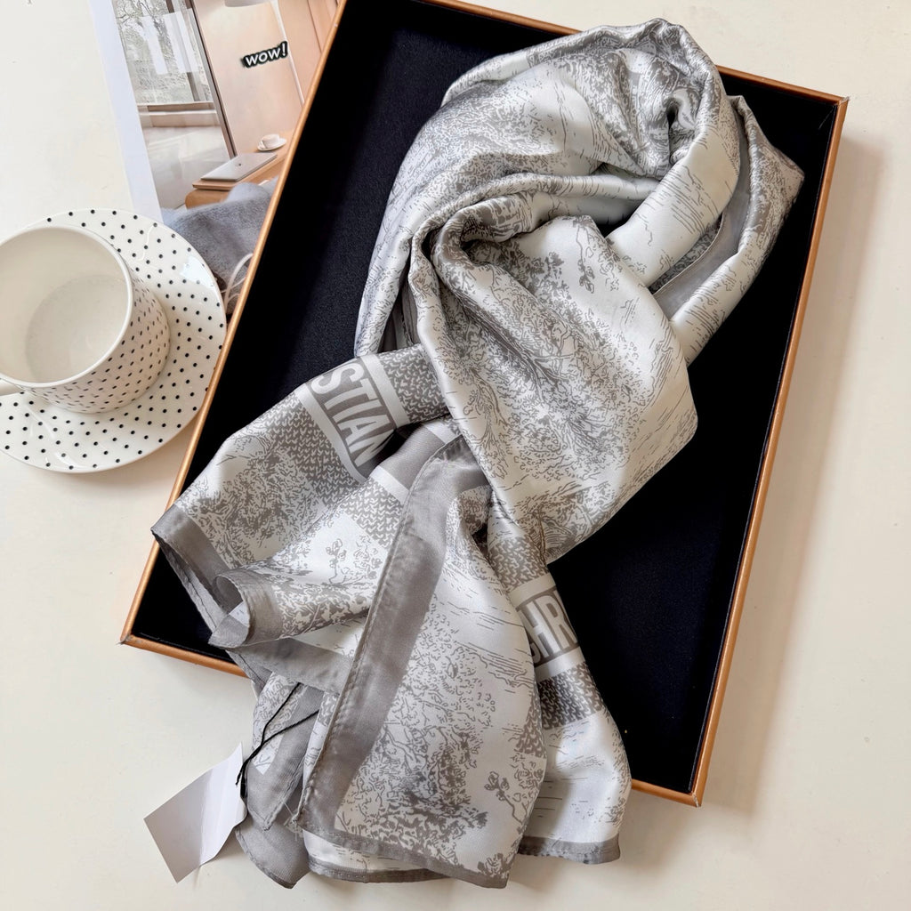 Stylish CD-Pattern Silk Square Scarf