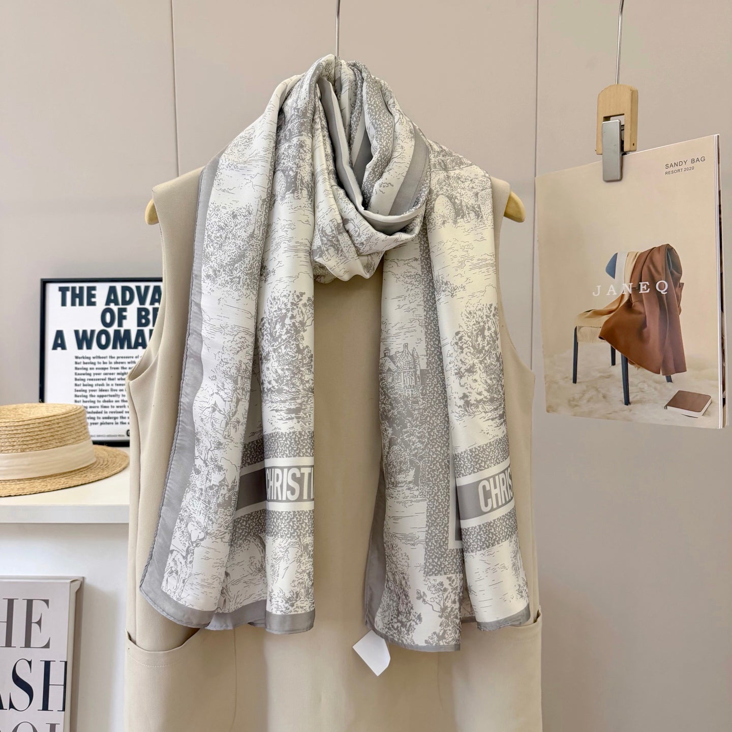 Stylish CD-Pattern Silk Square Scarf
