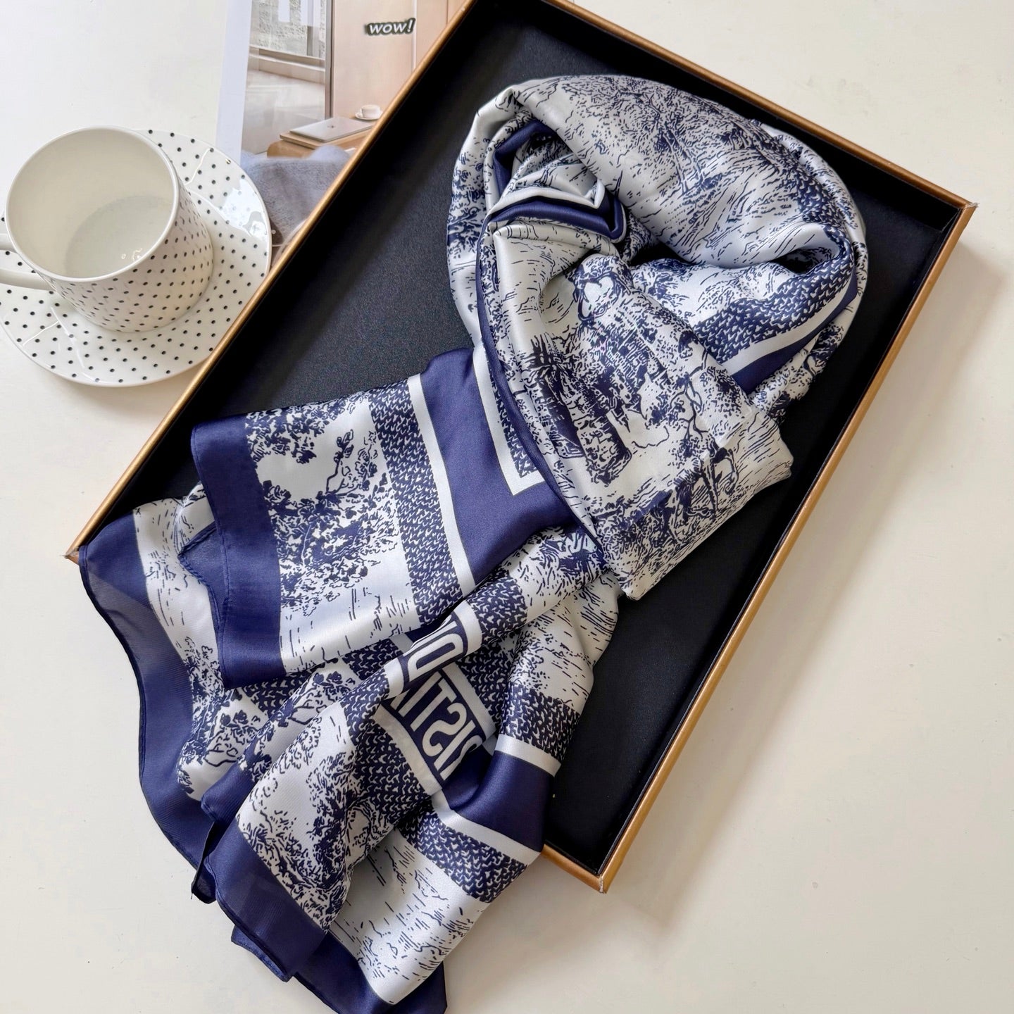 Stylish CD-Pattern Silk Square Scarf