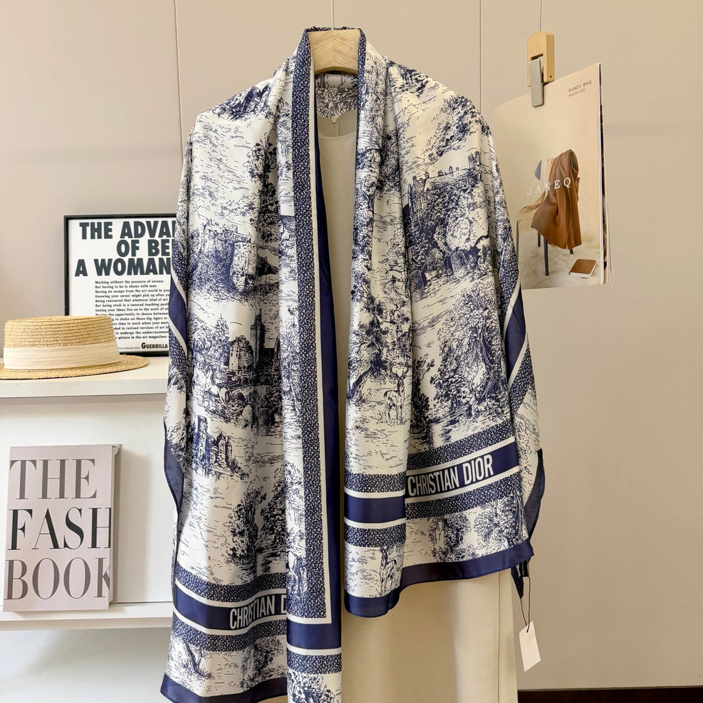 Stylish CD-Pattern Silk Square Scarf