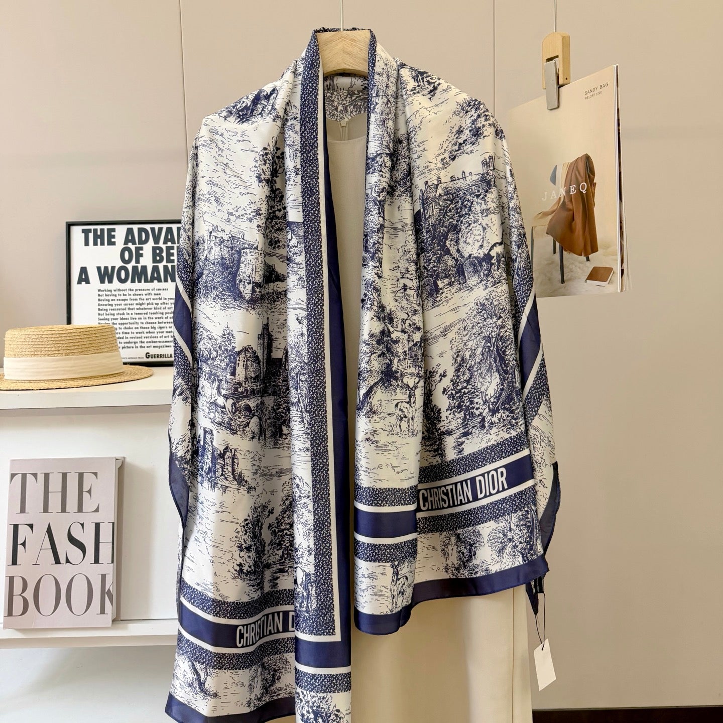 Stylish CD-Pattern Silk Square Scarf