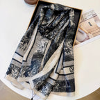Stylish CD-Pattern Silk Square Scarf