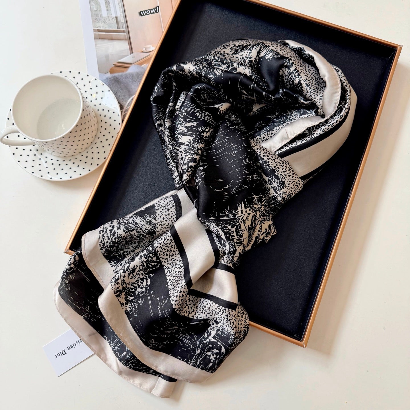 Stylish CD-Pattern Silk Square Scarf