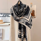 Stylish CD-Pattern Silk Square Scarf