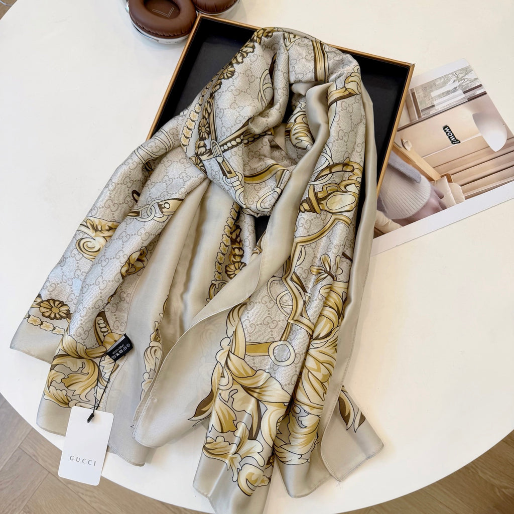 Stylish GG-Pattern Silk Square Scarf