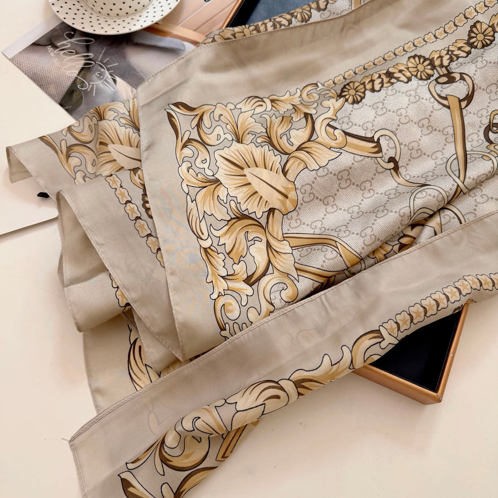 Stylish GG-Pattern Silk Square Scarf