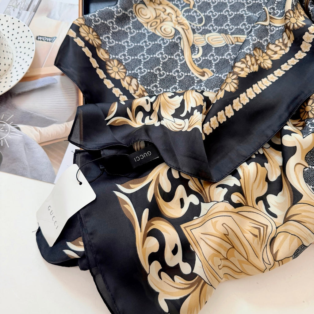 Stylish GG-Pattern Silk Square Scarf