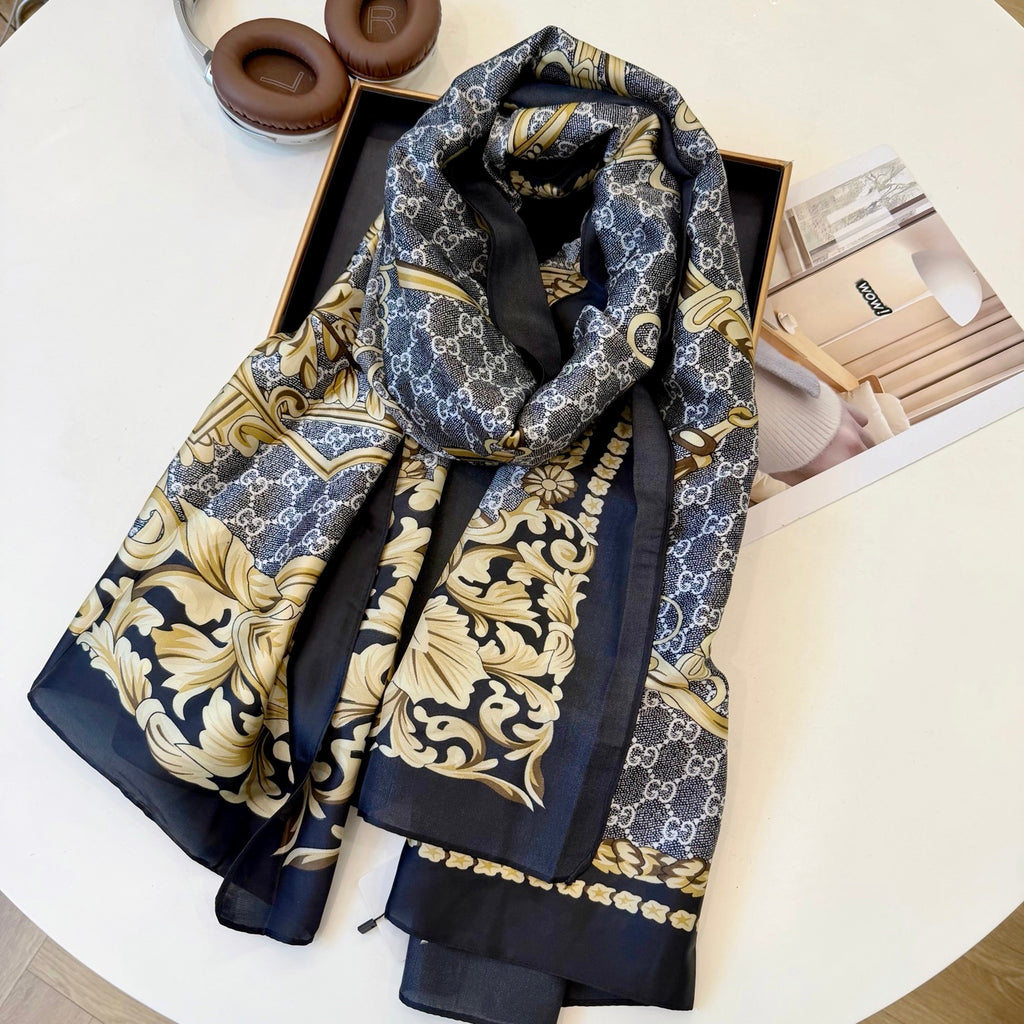 Stylish GG-Pattern Silk Square Scarf